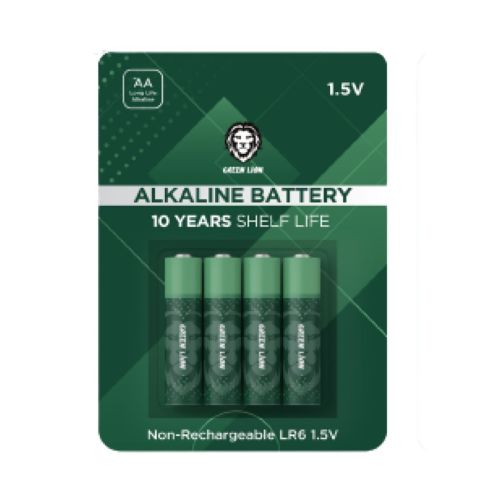 Green Lion Alkaline AA Battery 4 Pack 1.5V - Green