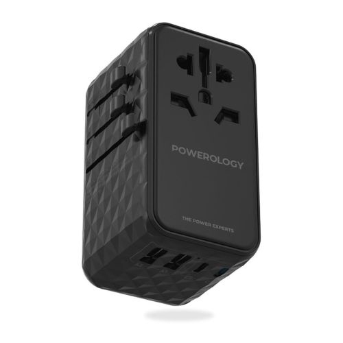 Powerology TriplePod 100W GaN Wall Charger 3&times;PD + 1&times;QC3.0 &ndash; Black