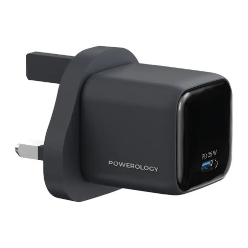 Powerology Volt-X 25W GaN Type-C Charger with C-to-C Cable – Black