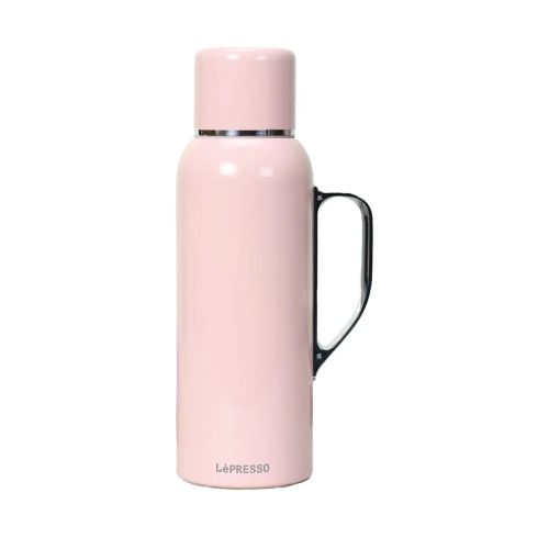 LePresso ThermoSense Stainless Steel Bottle with Temperature Gauge – Pink