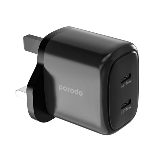 Porodo 40W Double USB C Charger UK - Black