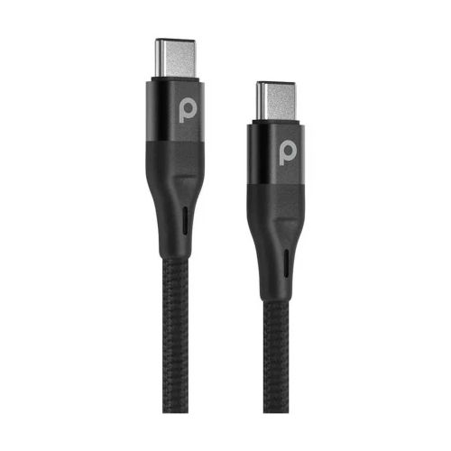 ﻿Porodo Aluminum Braided USB-C to USB-C Cable 1.2M 60W - Black