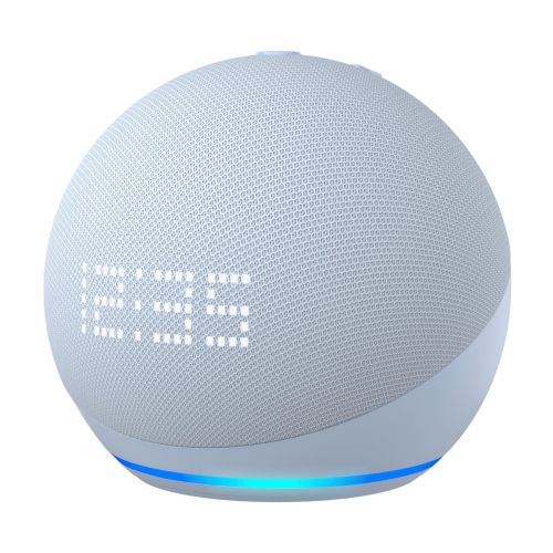 Amazon - Echo Dot with Clock Smart Speaker with Alexa - Cloud Blue