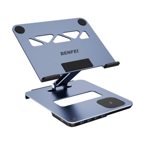 Benfei Laptop Stand with USB-C Hub – Multi-Function - KVM Switch - 15W Wireless Charger