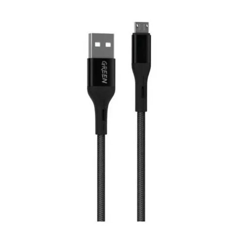 Green Lion USB-A to Micro USB Braided Cable 1M - Black