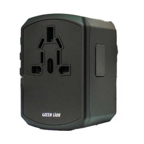 Green Lion Multifunction Travel Adapter -  3 USBPort / 2 USB-C  Pd 20w – Black