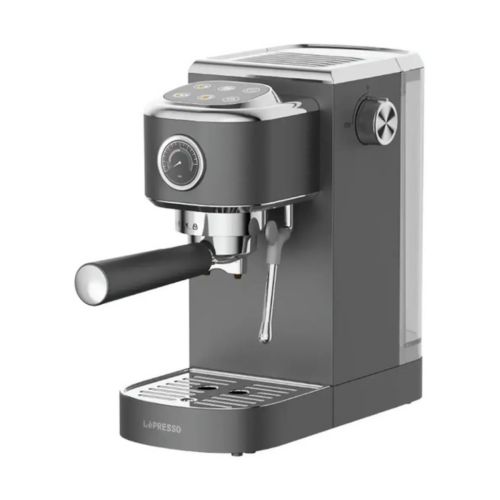 LePresso Caffè Virtuoso Hot & Cold Espresso Maker 20 Bar with Frother and Pressure Gauge – Gray