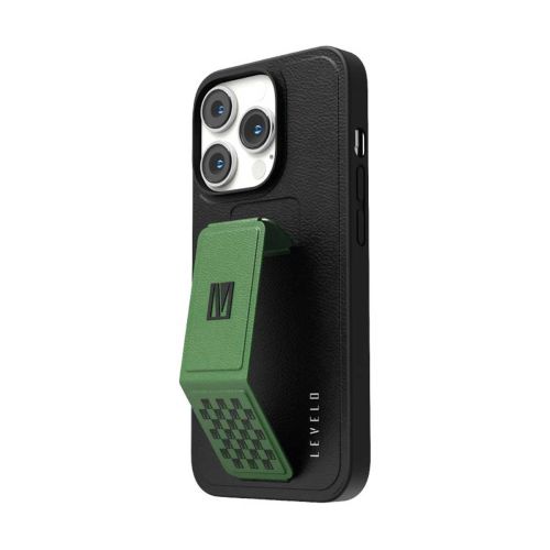 Levelo Morphix Gripstand PU Leather Case For iPhone 14 Pro - Green