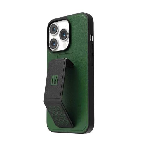 Levelo Morphix Gripstand PU Leather Case For iPhone 14 Pro Max - Forest Green