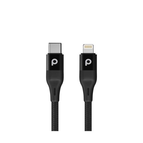 Porodo Ultimate Braided USB-C To Lightning Cable Pd 2.2m 9v- Aluminum - Black