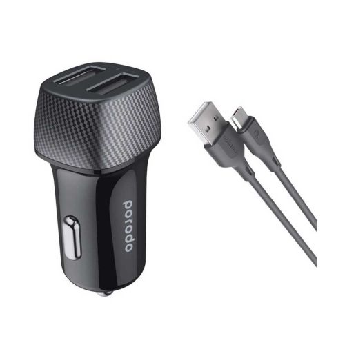 Porodo Dual Port Car Charger With Micro USBCable