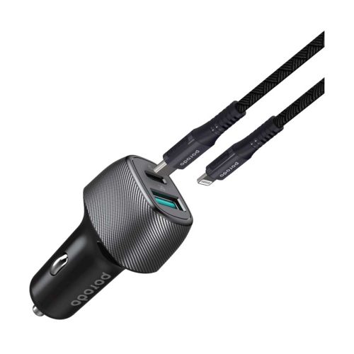 Porodo Car Charger Dual Port Qc3.0 38w With Type-c To Lightning Cable