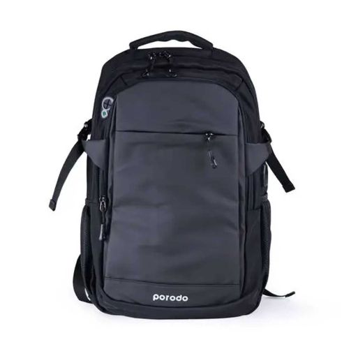 Porodo Lifestyle Water-Proof Oxford + PU Backpack With USB-A Port - Black