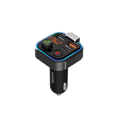 Porodo Smart Car Charger Fm Transmitter With 24w Pd Port - Black