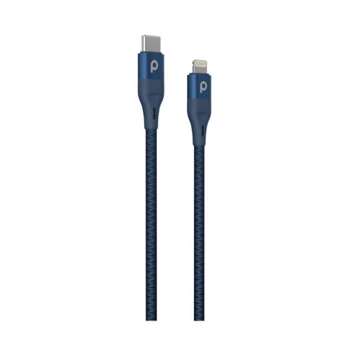 Porodo Ultimate Braided USB-C To Lightning Cable Pd 2.2m 9v- Aluminum - Blue