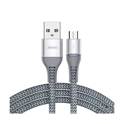 Remax Durable Nylon Braided Cable USB To Micro USB 1m with LED light 2,4A - Gray
