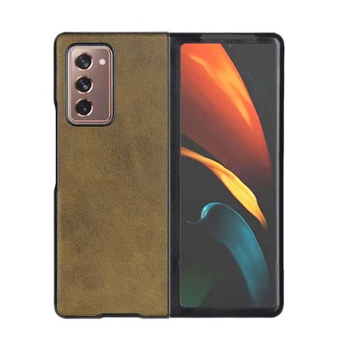 Samsung Galaxy Z Fold 2 Leather Case ShockProof 2 pieces TPU Case Cover - Black/Brown