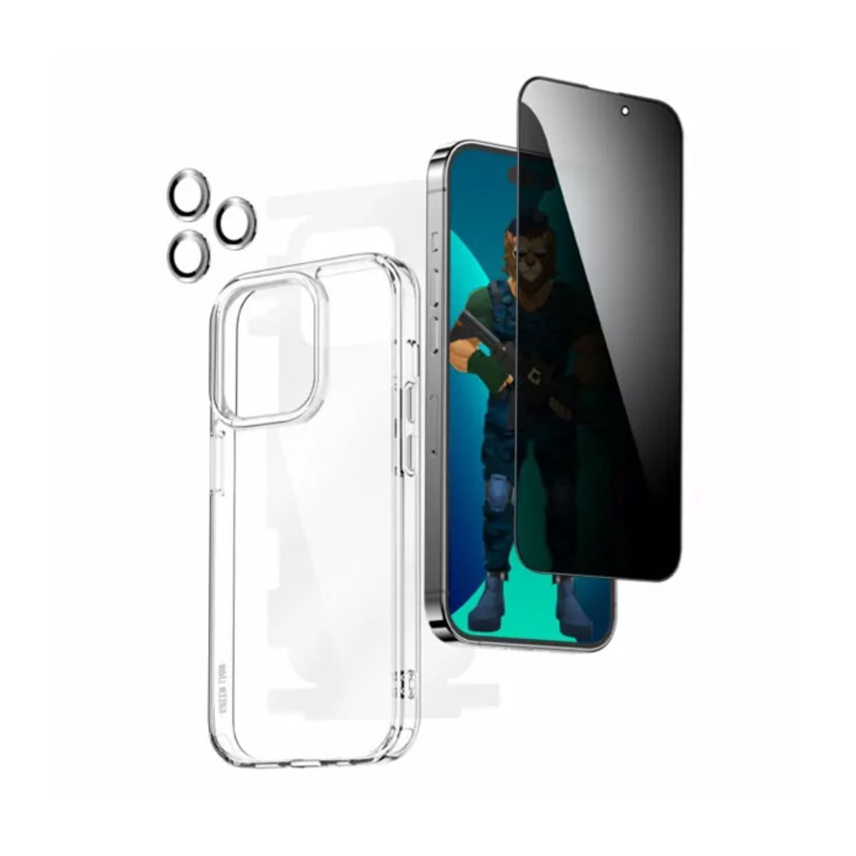 Green 4 in 1 360° Privacy Protection Pack for iPhone 14 Pro Max | purple | Black | Covers