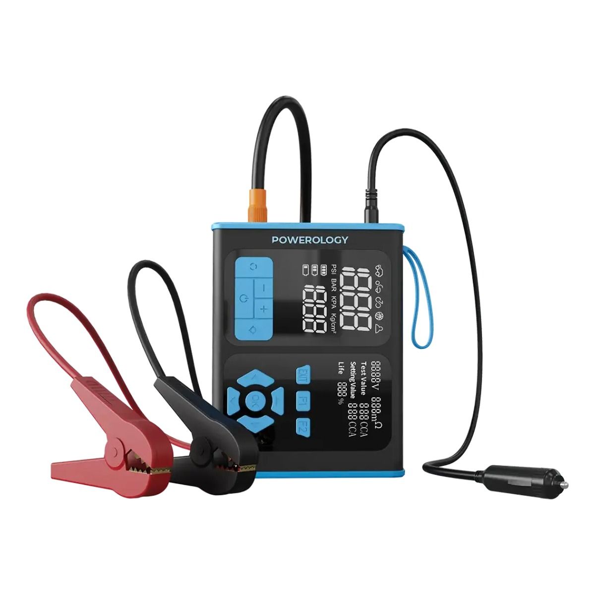 Powerology 15200mAh Portable Power Bank and Jump Starter – Black/Blue