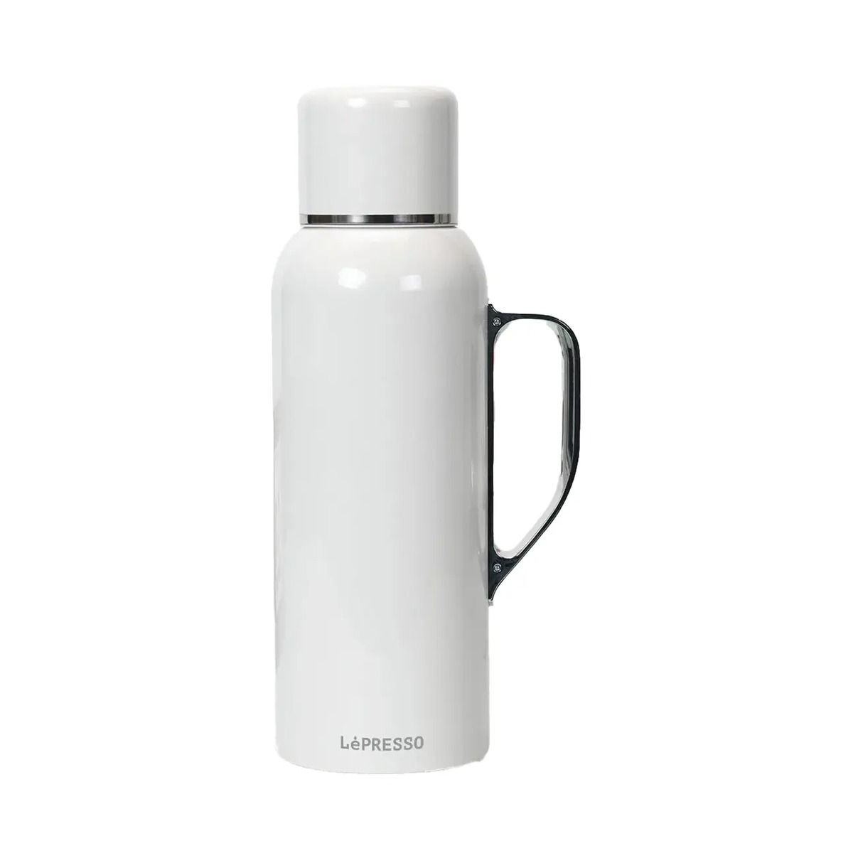 LePresso ThermoSense Stainless Steel Bottle with Temperature Gauge – White | Coffee Machine