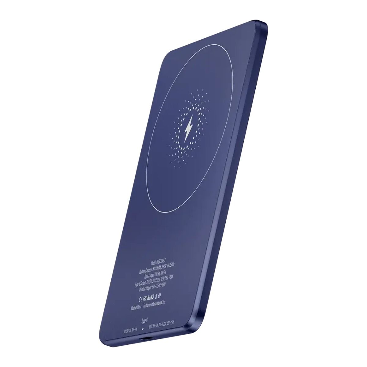 Powerology Spetelli 5000mAh 15W PD MagSafe Ultra-Slim Power Bank with USB-C – Blue