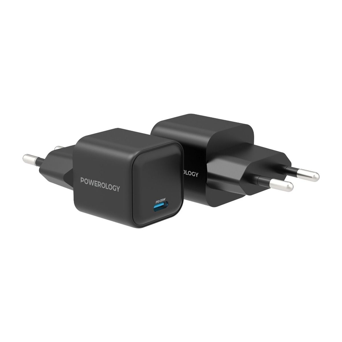 Powerology Ultra-Quick 35W GaN USB-C Charger – Black | Adaptors
