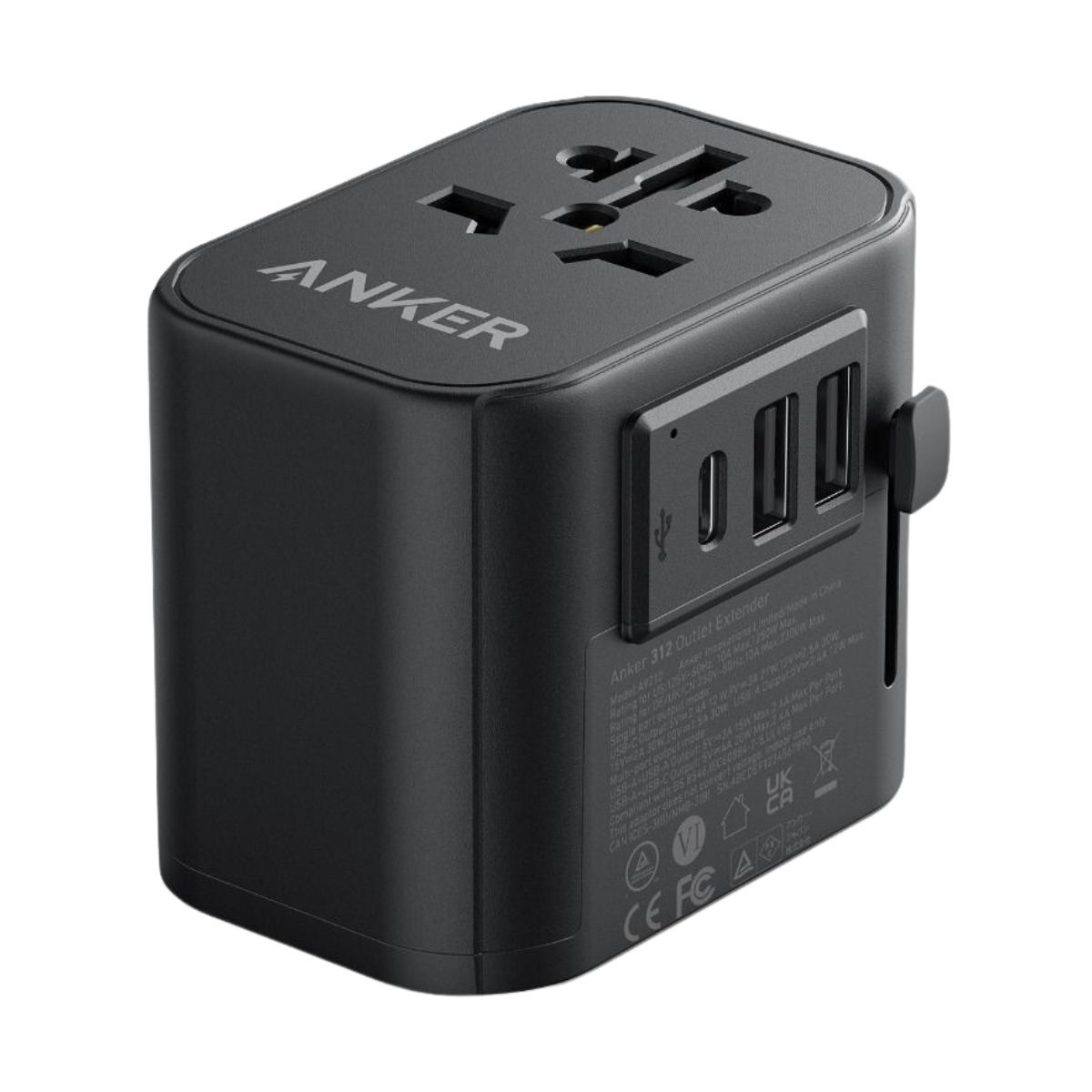 Anker Outlet Extender 30W With 3 USB Ports - Black | Adaptors