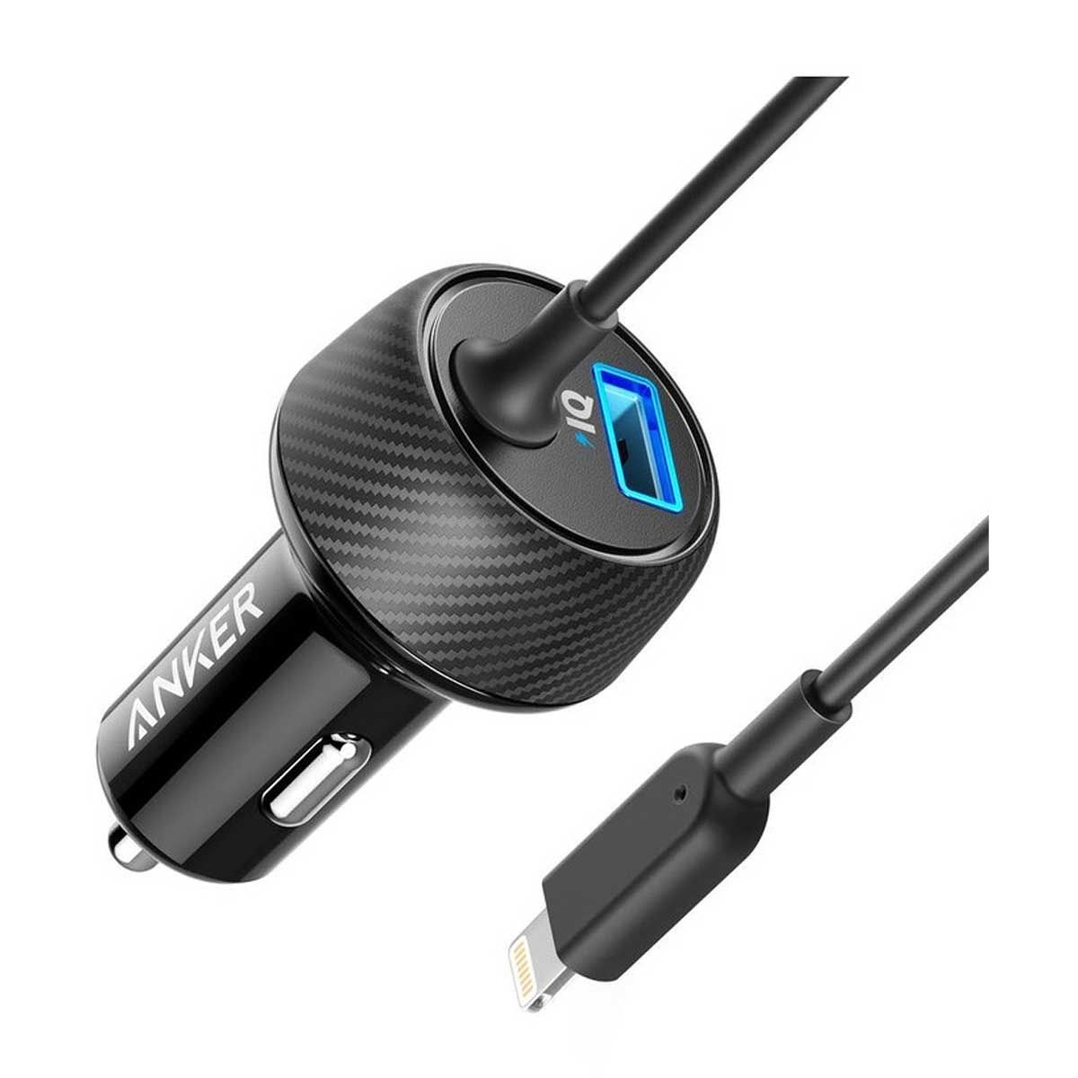 Anker PowerDrive Elite 2 Built - In Lightning Cable - Black | Adaptors