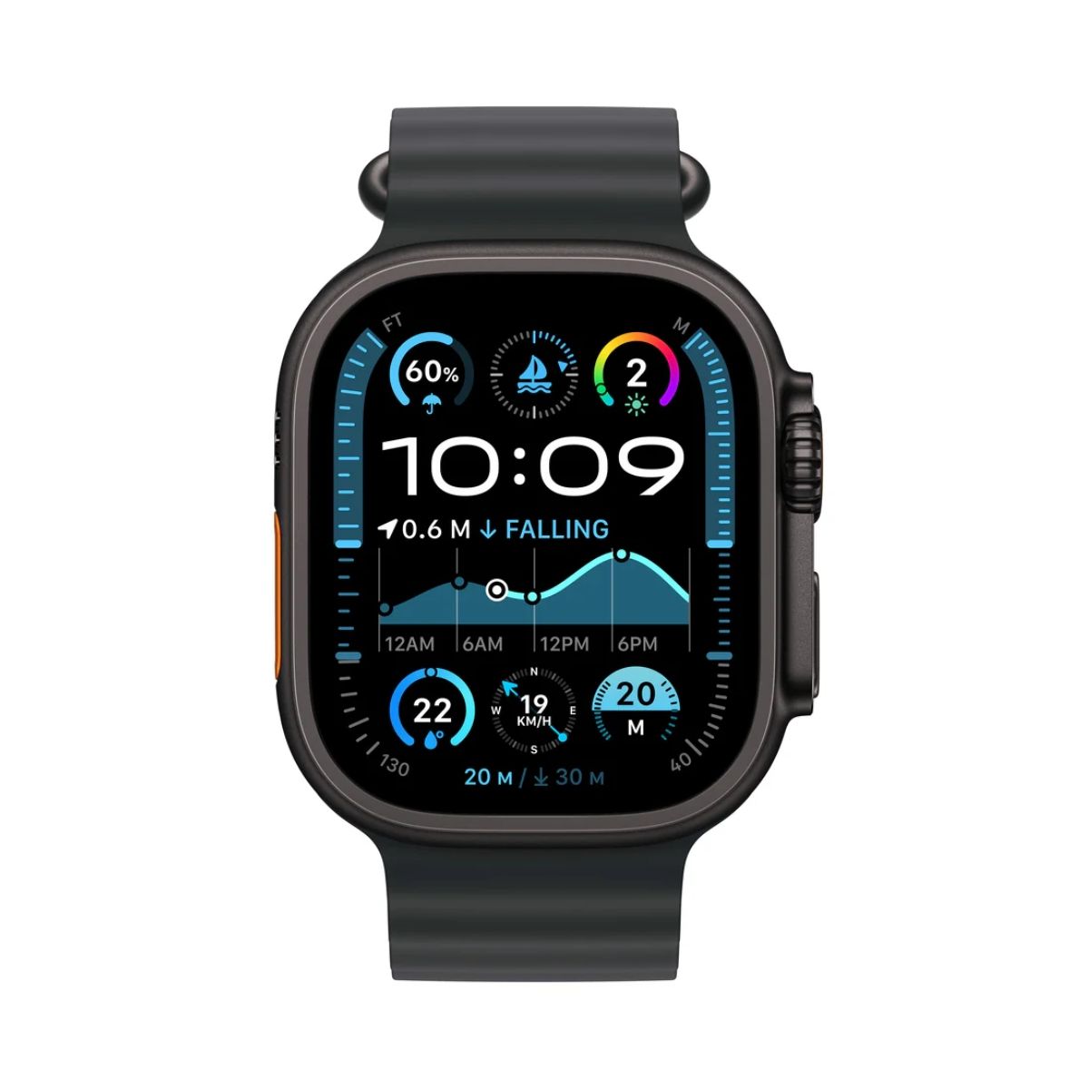 Apple Watch Ultra 2 GPS + Cellular 49mm – Black Titanium Case – With Black Ocean Band | Smart Watches