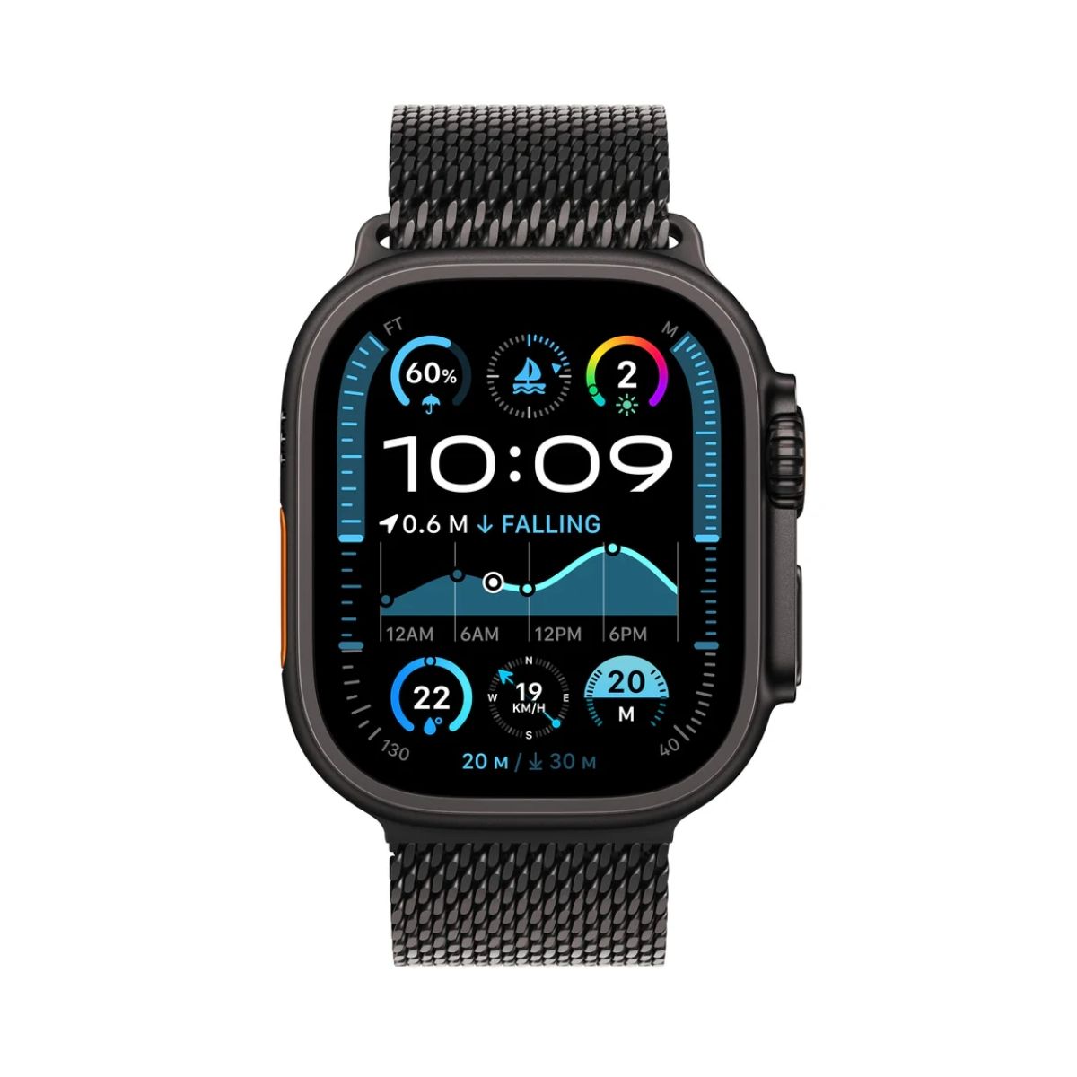 Apple Watch Ultra 2 GPS + Cellular 49mm – Black Titanium Case | Black Titanium with Black Ocean Band | Black Titanium with Dark Green Alpine Loop | Black Titanium with Black Trail Loop | Black Titanium with Black Titanium Milanese | Smart Watches