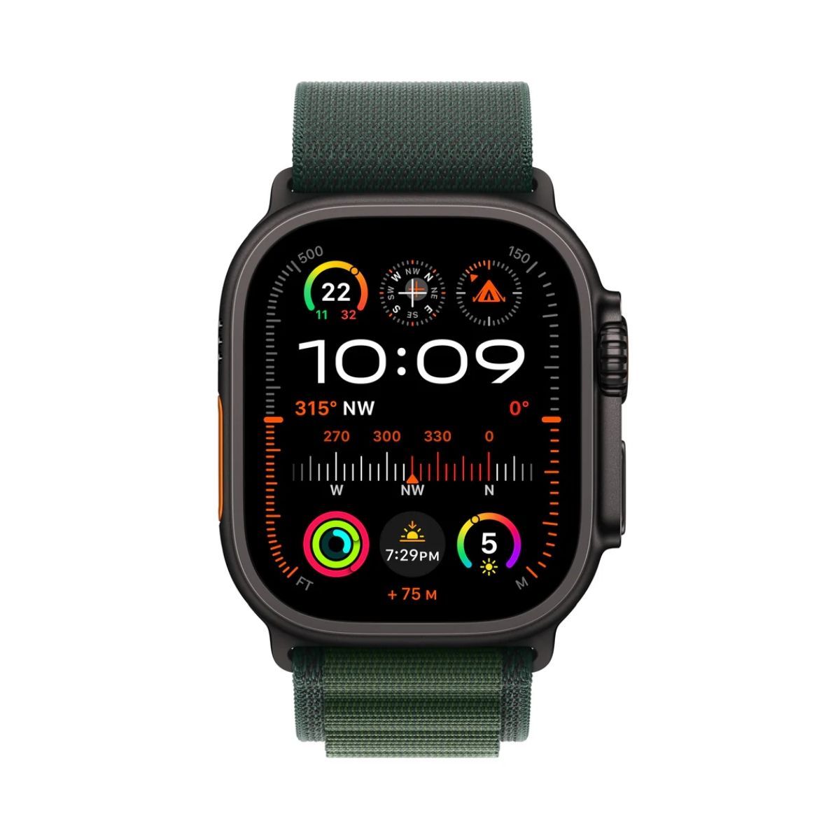 Apple Watch Ultra 2 GPS + Cellular 49mm – Black Titanium Case – With Dark Green Alpine Loop | Smart Watches