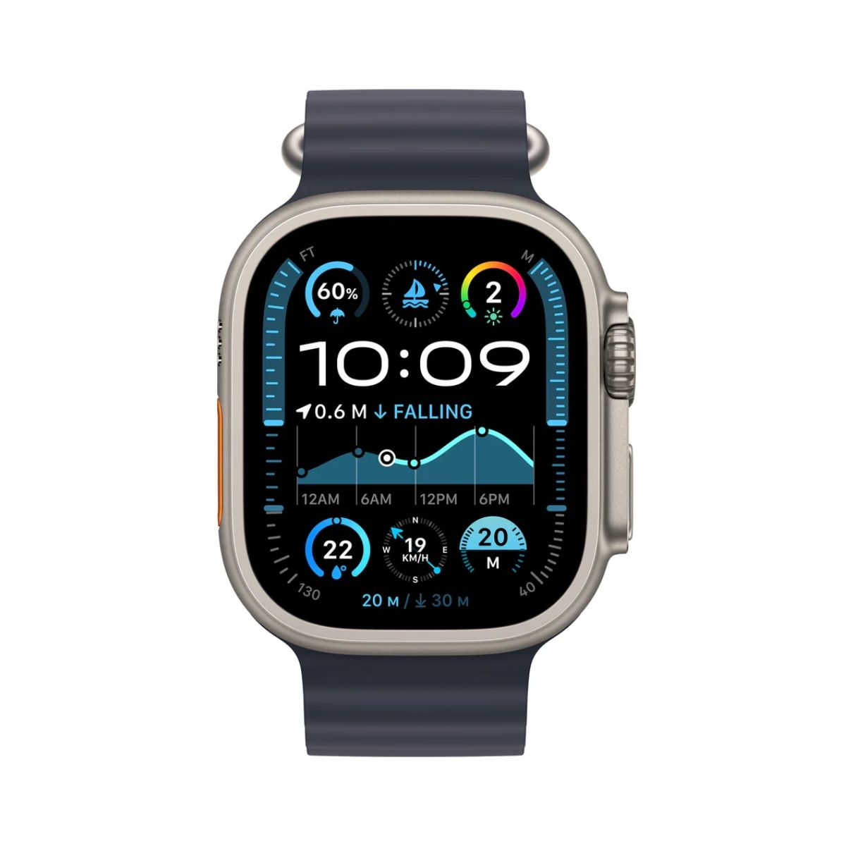 Apple Watch Ultra 2 GPS + Cellular 49mm – Natural Titanium Case – With Navy Ocean Band | Smart Watches