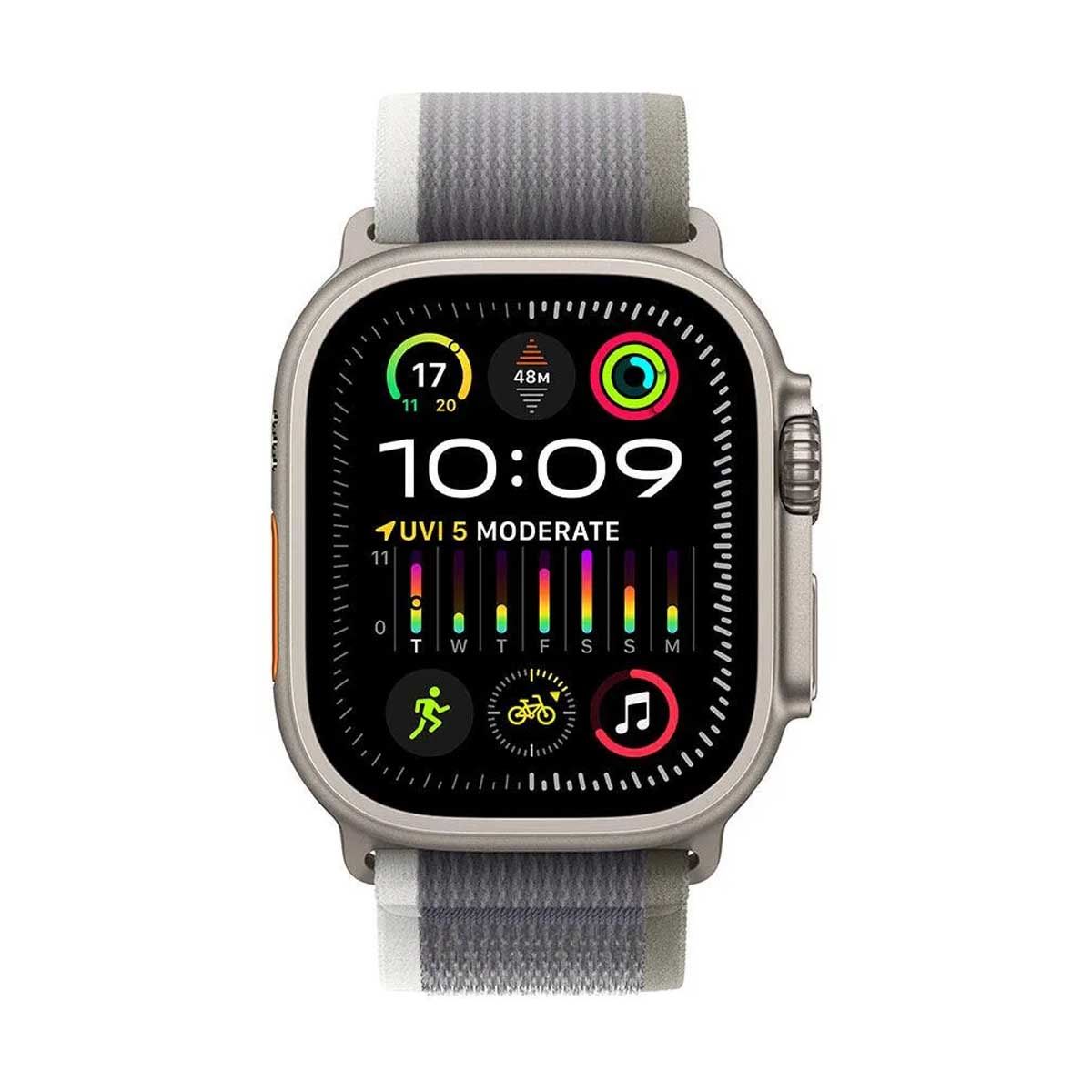 Apple Watch Ultra 2 GPS + Cellular 49mm Titanium Case with Green/Grey Trail Loop - M/L | Smart Watches