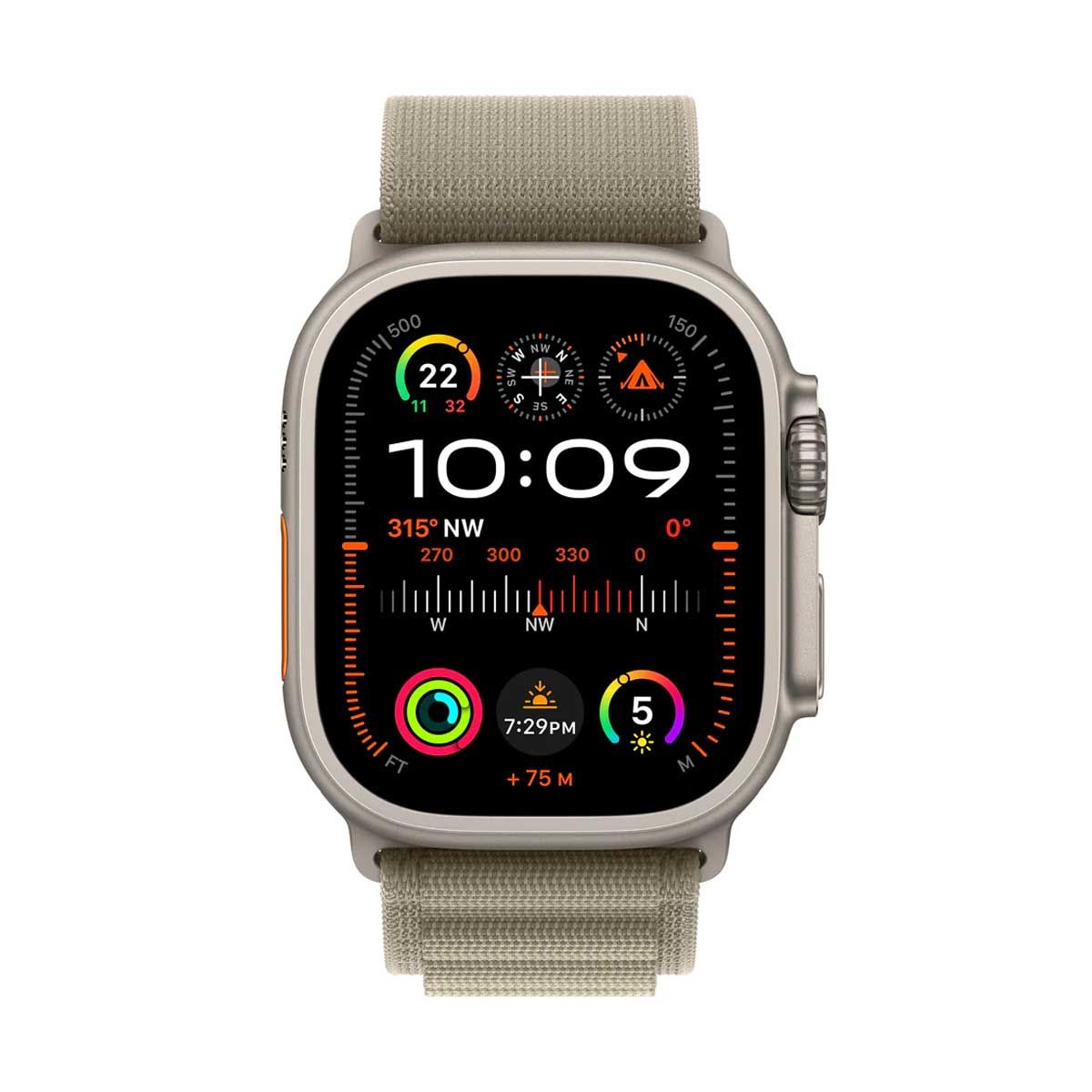 Apple Watch Ultra 2 GPS + Cellular 49mm Titanium Case with Olive Alpine Loop - Medium | Smart Watches