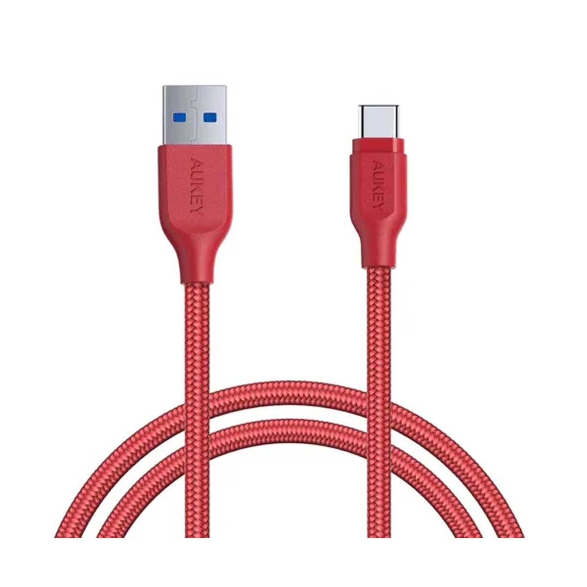 Aukey Cable Braided Nylon USB3.1 Gen1 To USB-C - 1.2m / 3.95ft Red | Cables