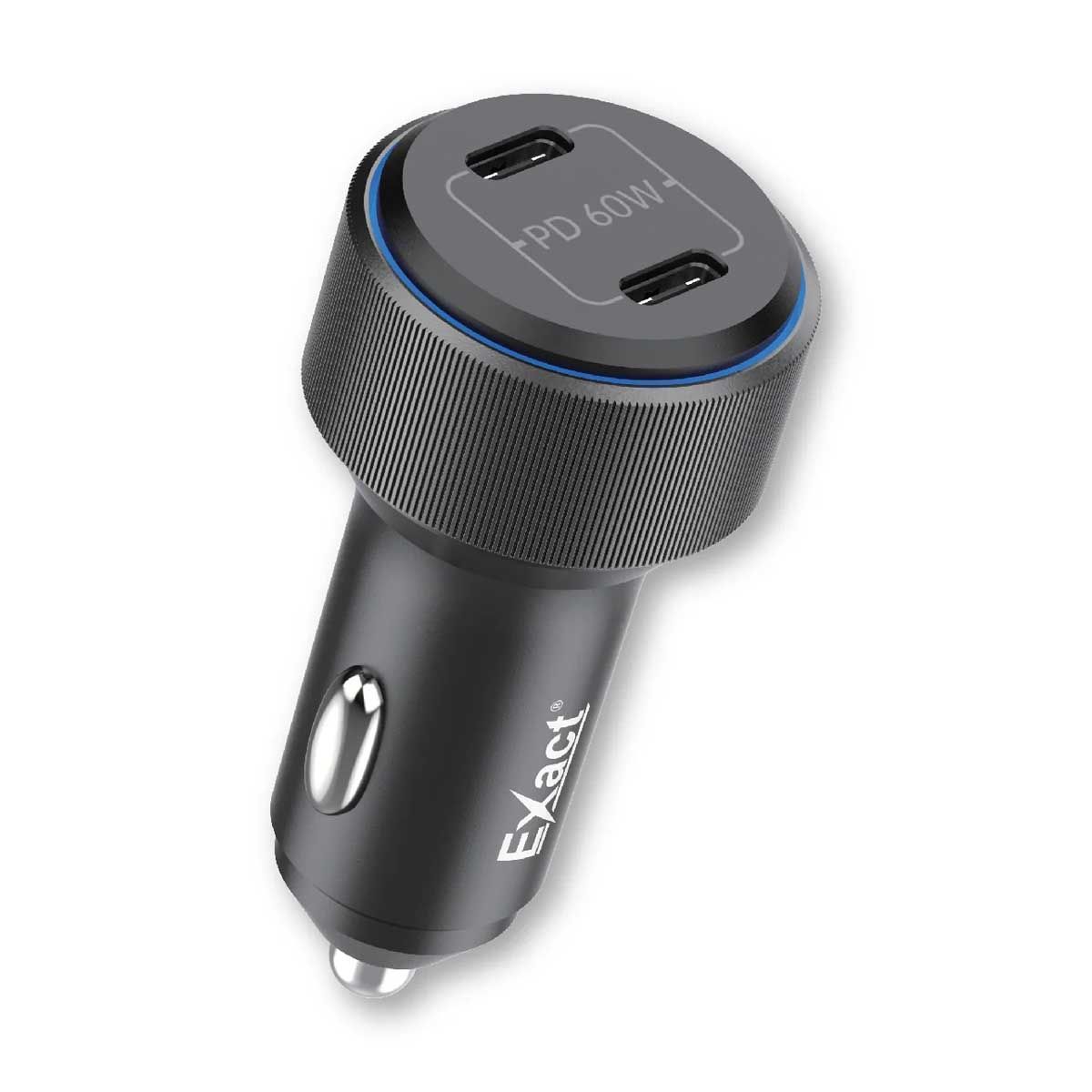 Exact Car Charger Dual PD Port 60W – Black | Adaptors