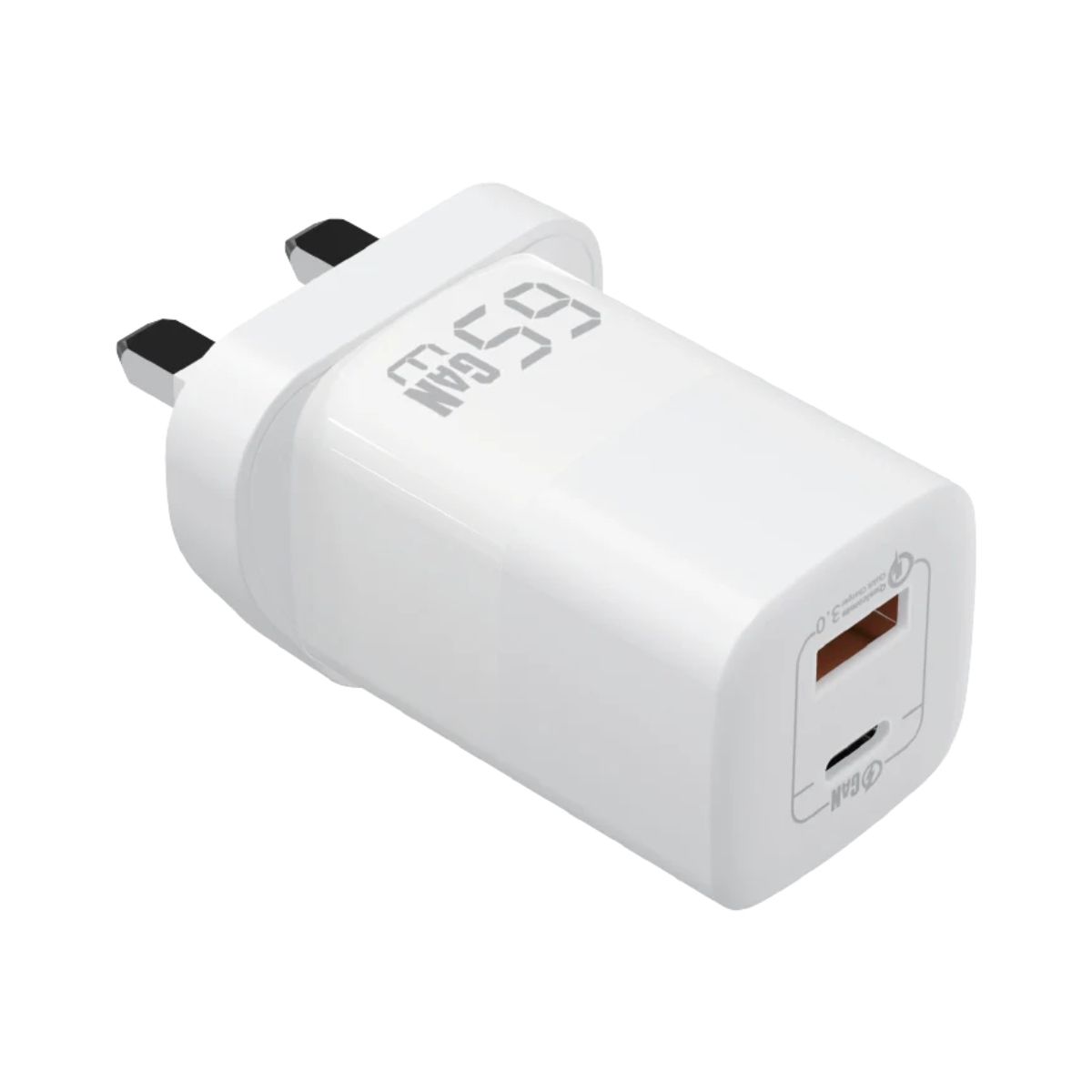 Exact Dual Port Charger Type C and USB A 65W – White | Adaptors