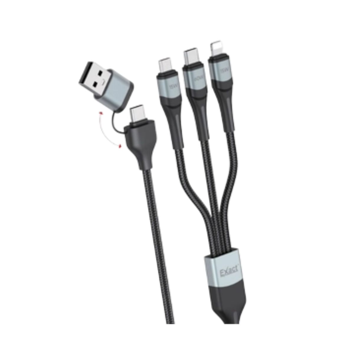exact-multifunctional-3in-2-cable-60w-max-output-power-black | Cables