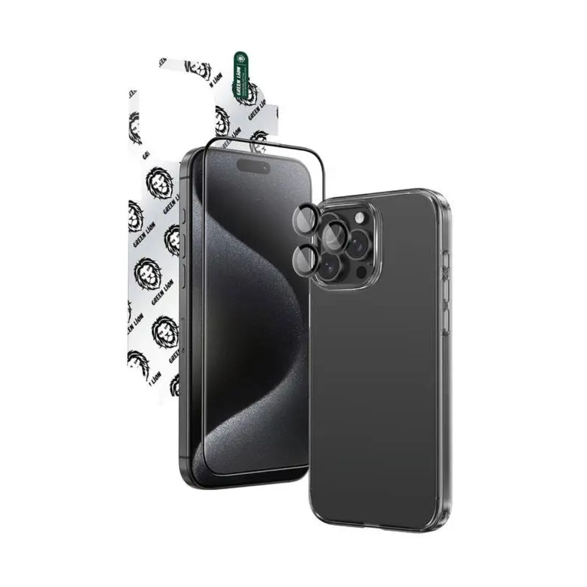 Green Lion 4 in 1 Protection Pack for iphone 16 Pro - Black | iPhone Cover