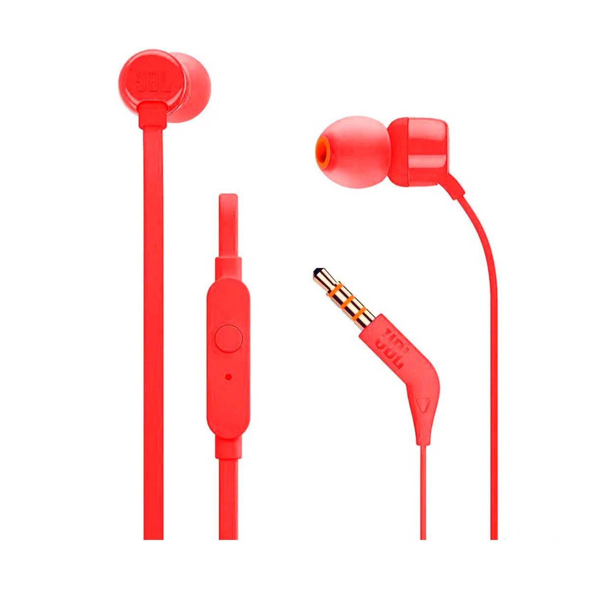 JBL T110 In Ear Headphones With Button Mic/Remote - Red | Headphones