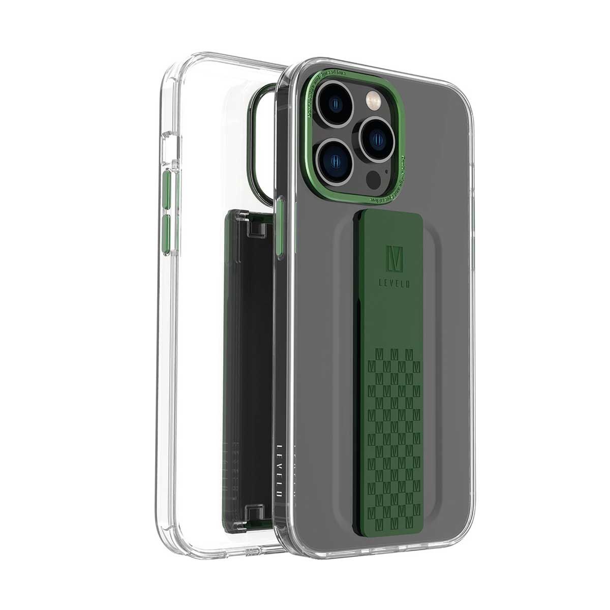 Levelo Graphia iPhone 14 Pro IMD Clear Case - Green | Covers