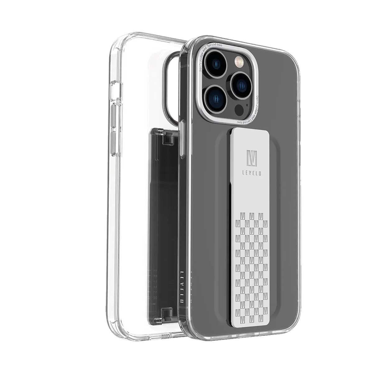 Levelo Graphia iPhone 14 Pro IMD Clear Case - Silver | Covers