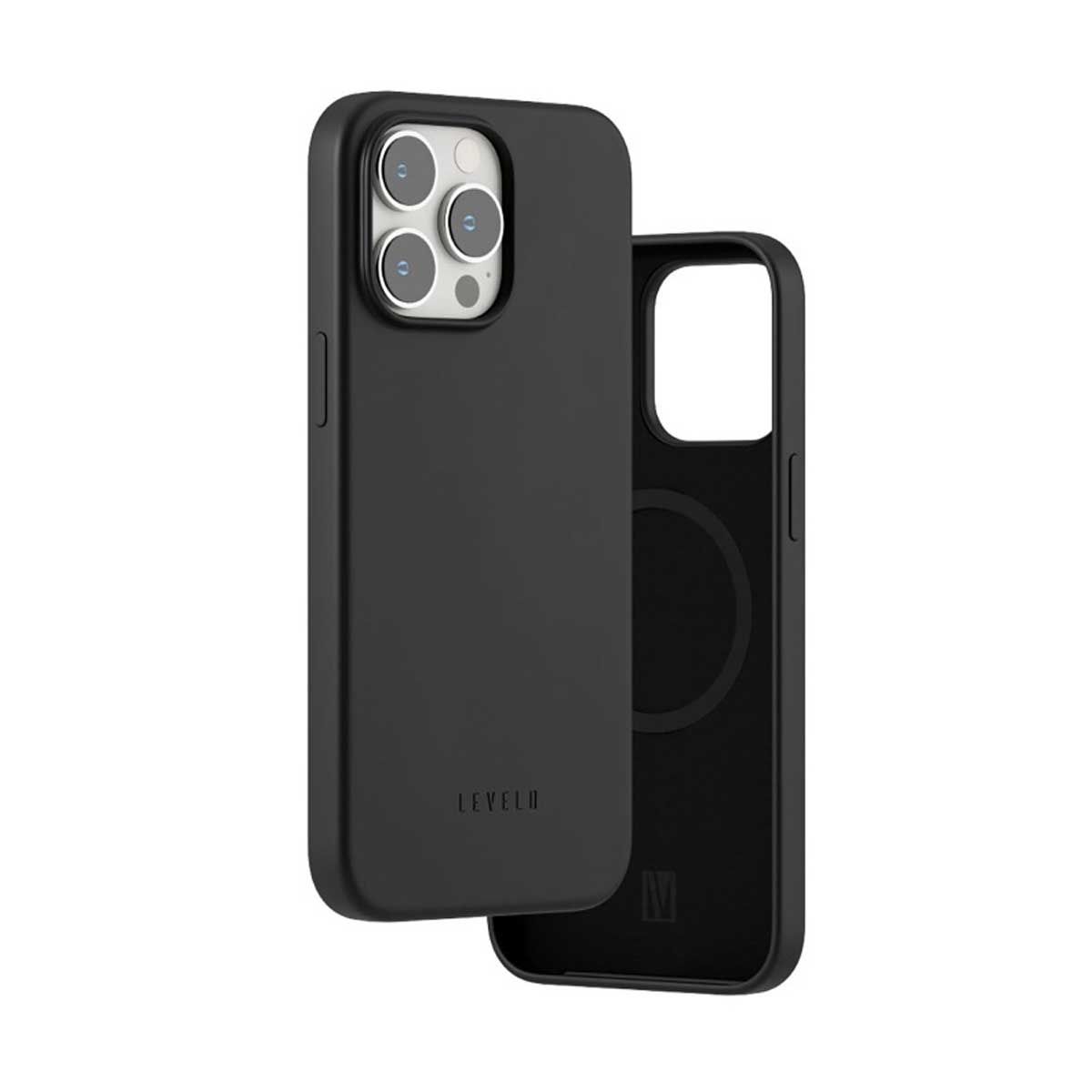 Levelo Iris Magsafe Liquid Silicone Case For iPhone 14 Pro Max - Black | Covers