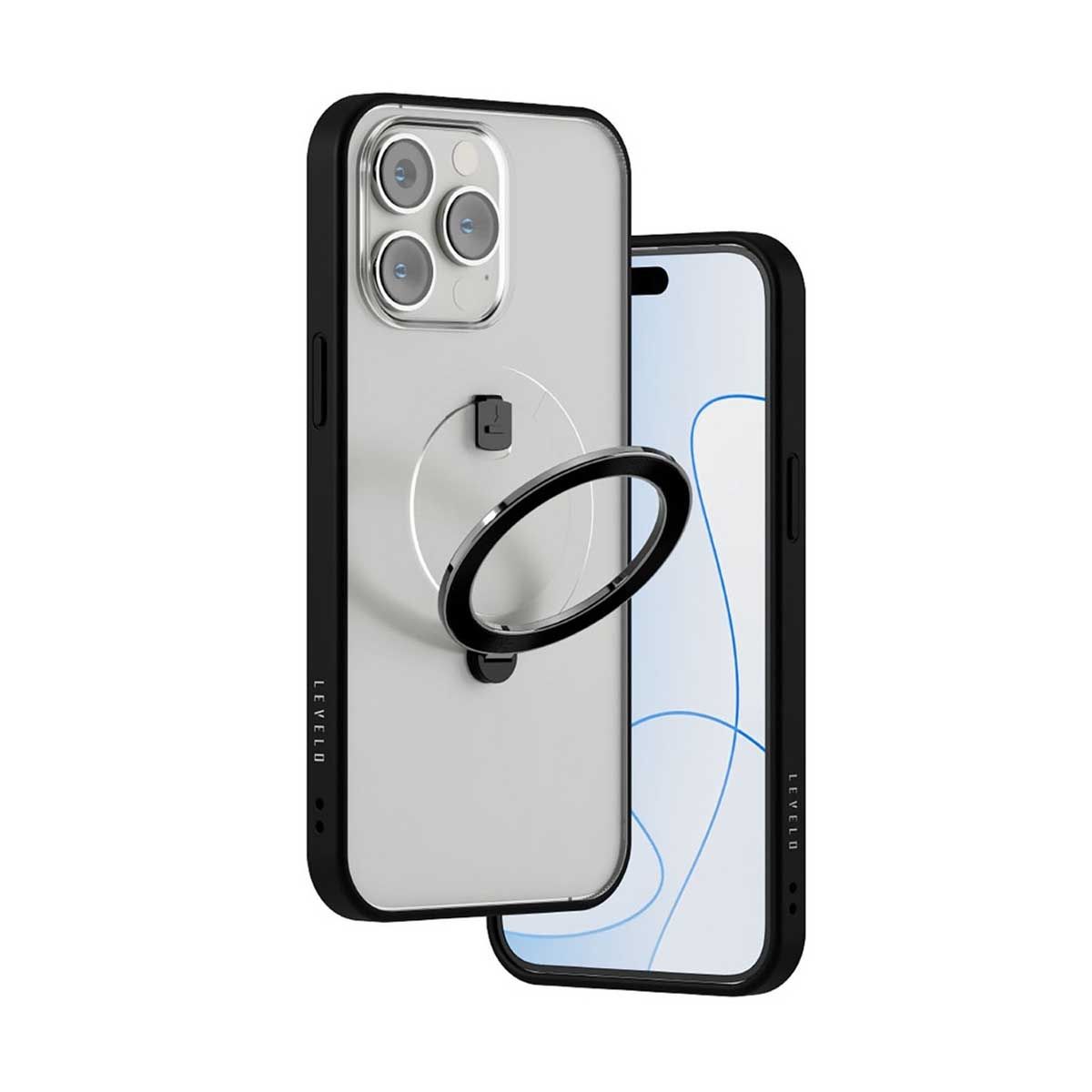 Levelo Magsafe Ringo Multi Functional Kickstand Case For iPhone 14 Pro - Black | Covers