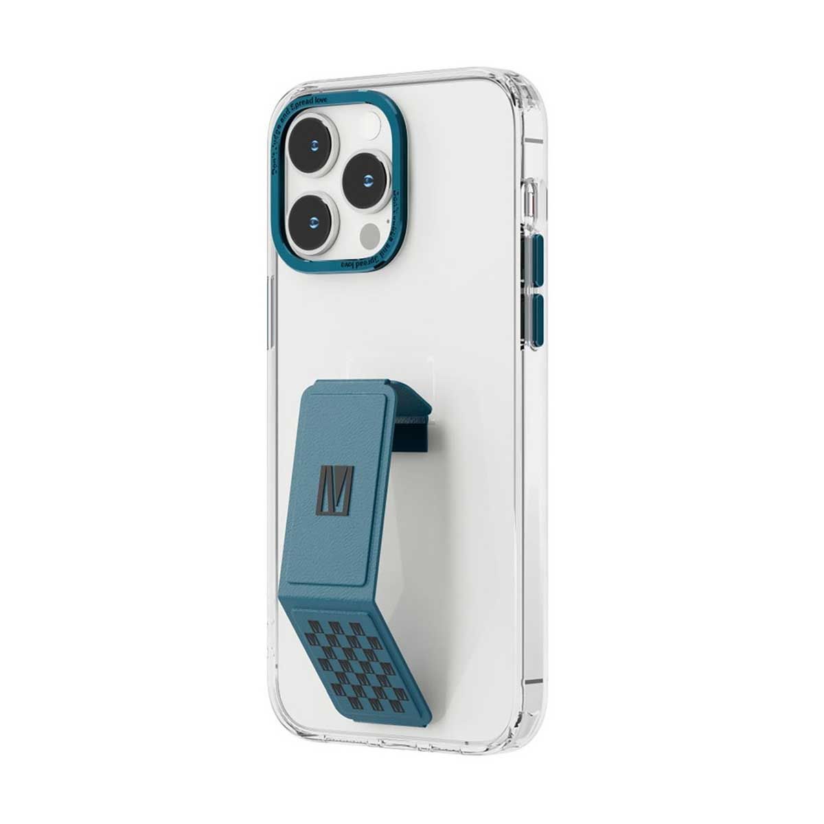 Levelo Morphix Clara Gripstand IMD Clear Back Case For iPhone 14 Pro Max - Blue | Covers