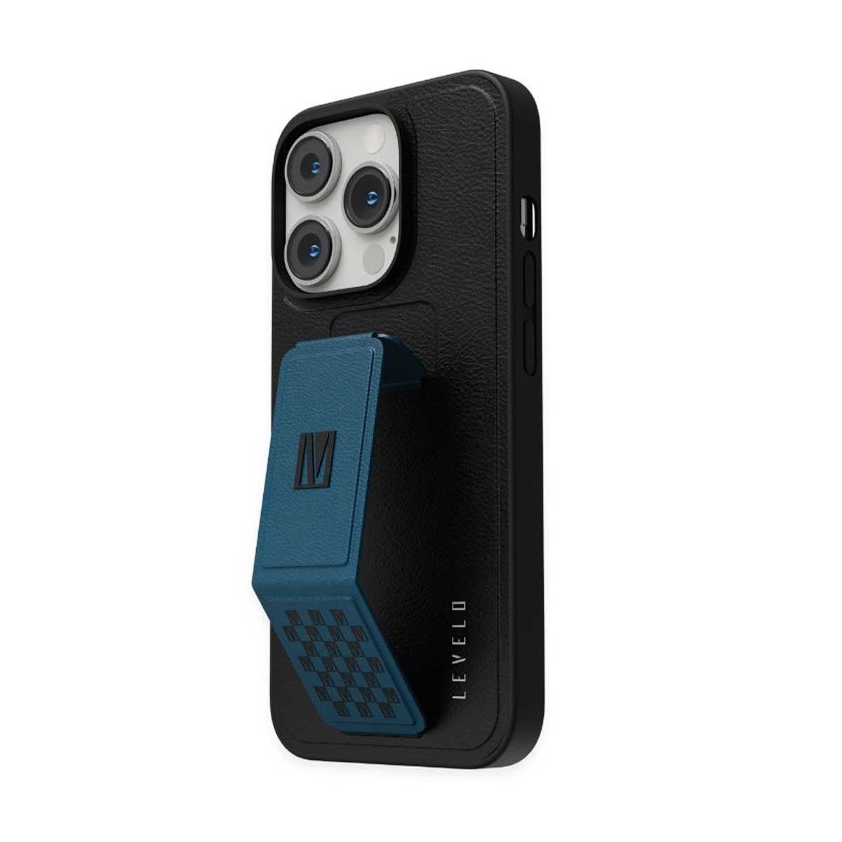 Levelo Morphix Gripstand PU Leather Case For iPhone 14 Pro - Blue | Covers