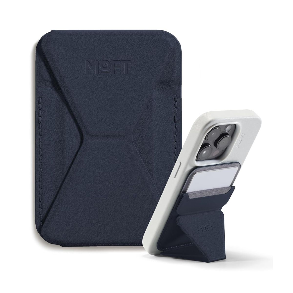 MOFT Snap On Phone Stand and Wallet Movas MagSafe Compatible - Navy Blue | iPhone Cover