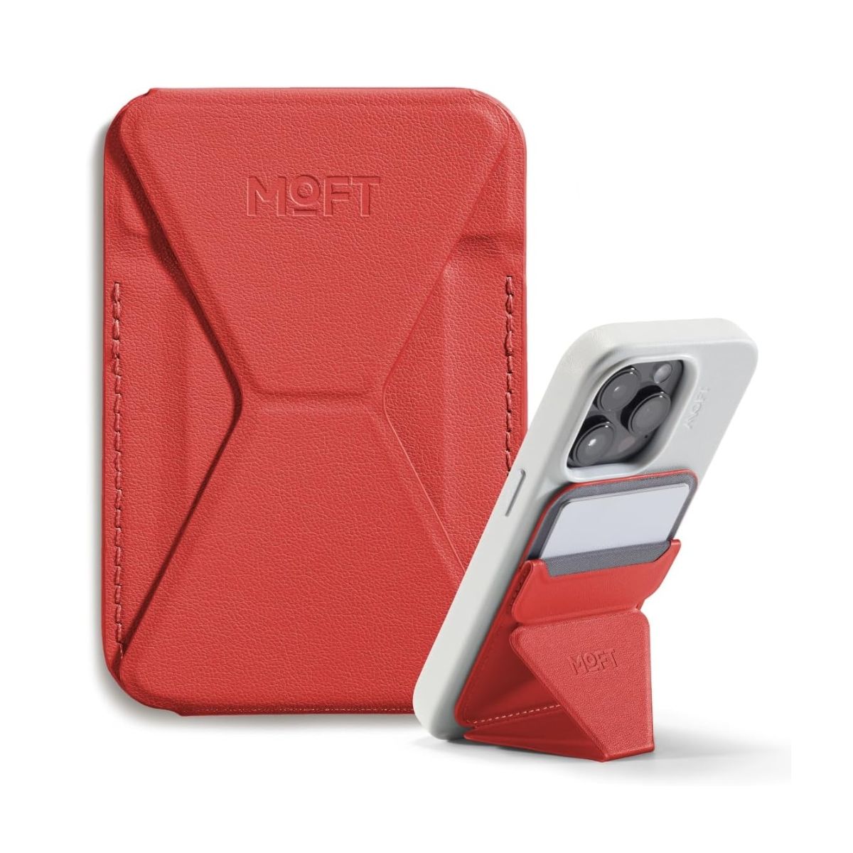 MOFT Snap On Phone Stand and Wallet Movas MagSafe Compatible - Sunset Red | iPhone Cover