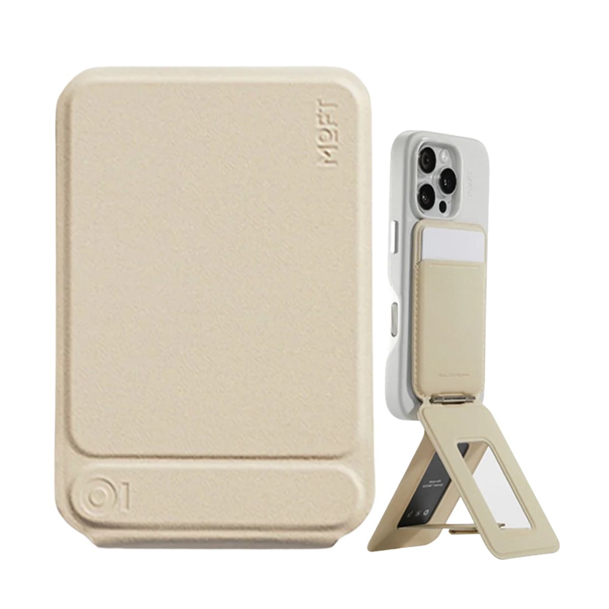 Moft Snap Phone Tripod Stand & Wallet Movas - Earthen Beige | iPhone Cover