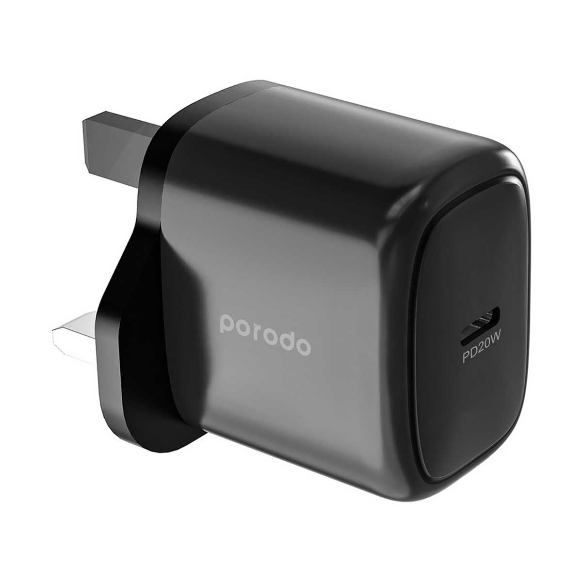 Porodo 20W Single USB C Charger UK - Black | Adaptors
